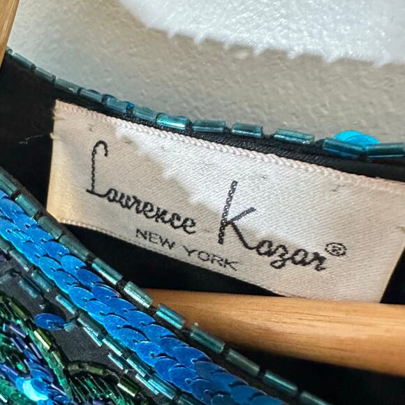 Vintage Laurence Kazar Sequin Beaded Silk Blouse - Small‎ - Picture 7 of 11